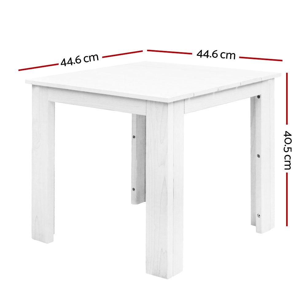 Gardeon Outdoor Side Beach Table in white, showcasing its elegant design and smooth finish, perfect for indoor and outdoor use.