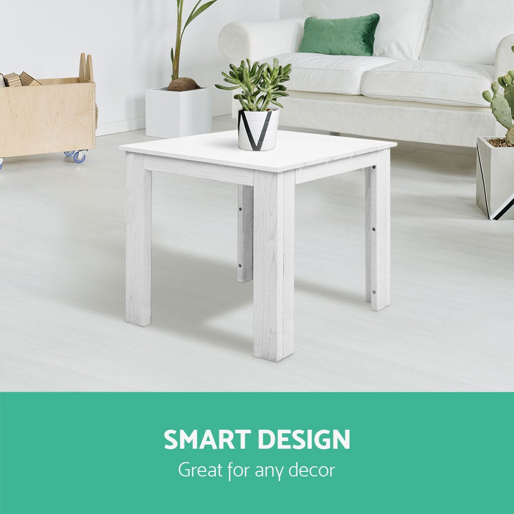 Gardeon Outdoor Side Beach Table in white, showcasing its elegant design and smooth finish, perfect for indoor and outdoor use.