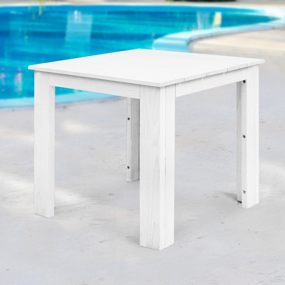 Gardeon Outdoor Side Beach Table in white, showcasing its elegant design and smooth finish, perfect for indoor and outdoor use.