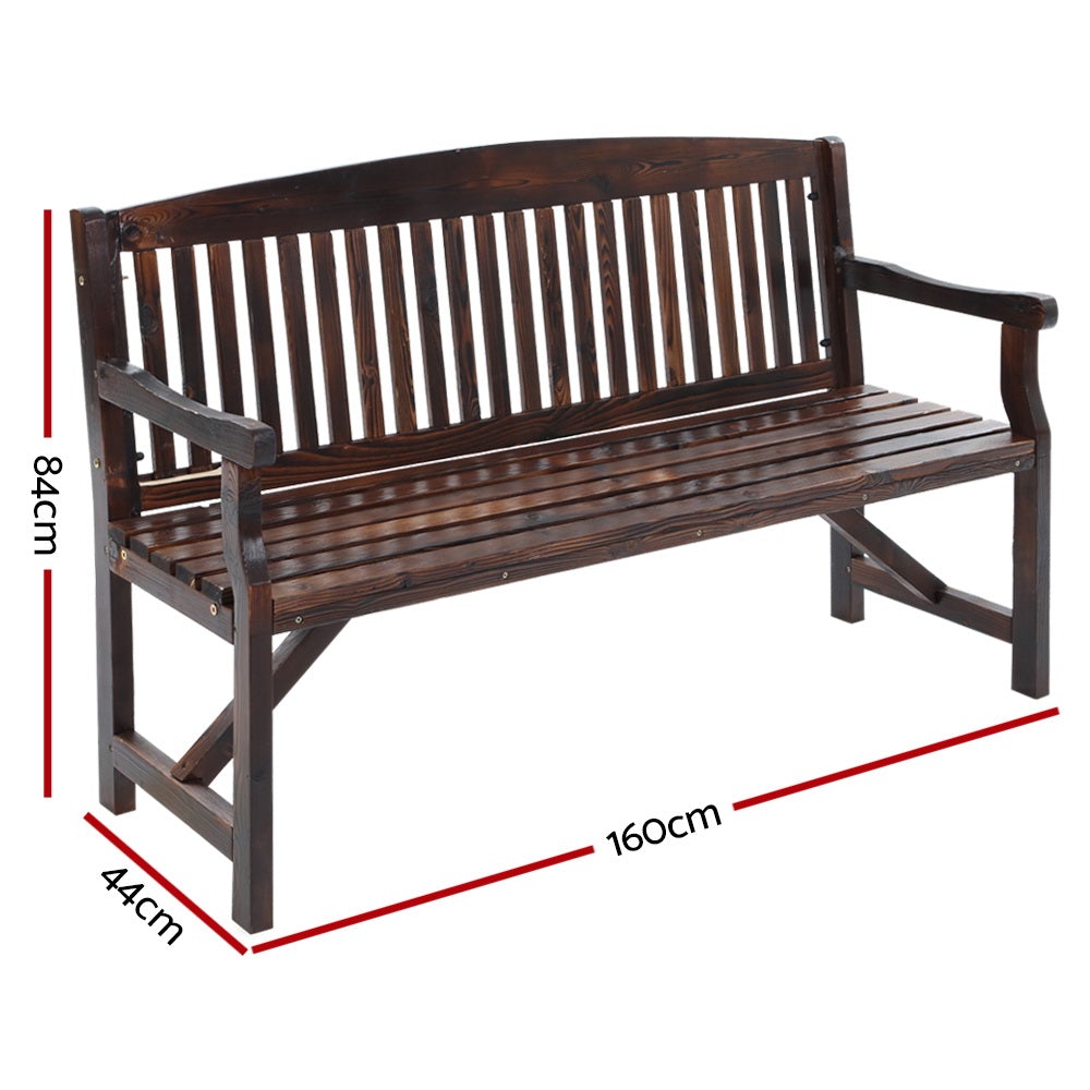 Gardeon Wooden Garden Bench made of natural fir wood, showcasing rustic design and sturdy construction, suitable for outdoor and indoor use.