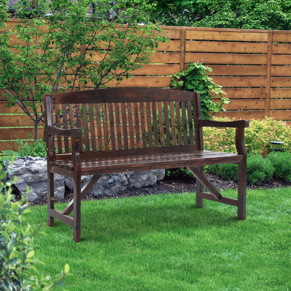 Gardeon Wooden Garden Bench made of natural fir wood, showcasing rustic design and sturdy construction, suitable for outdoor and indoor use.