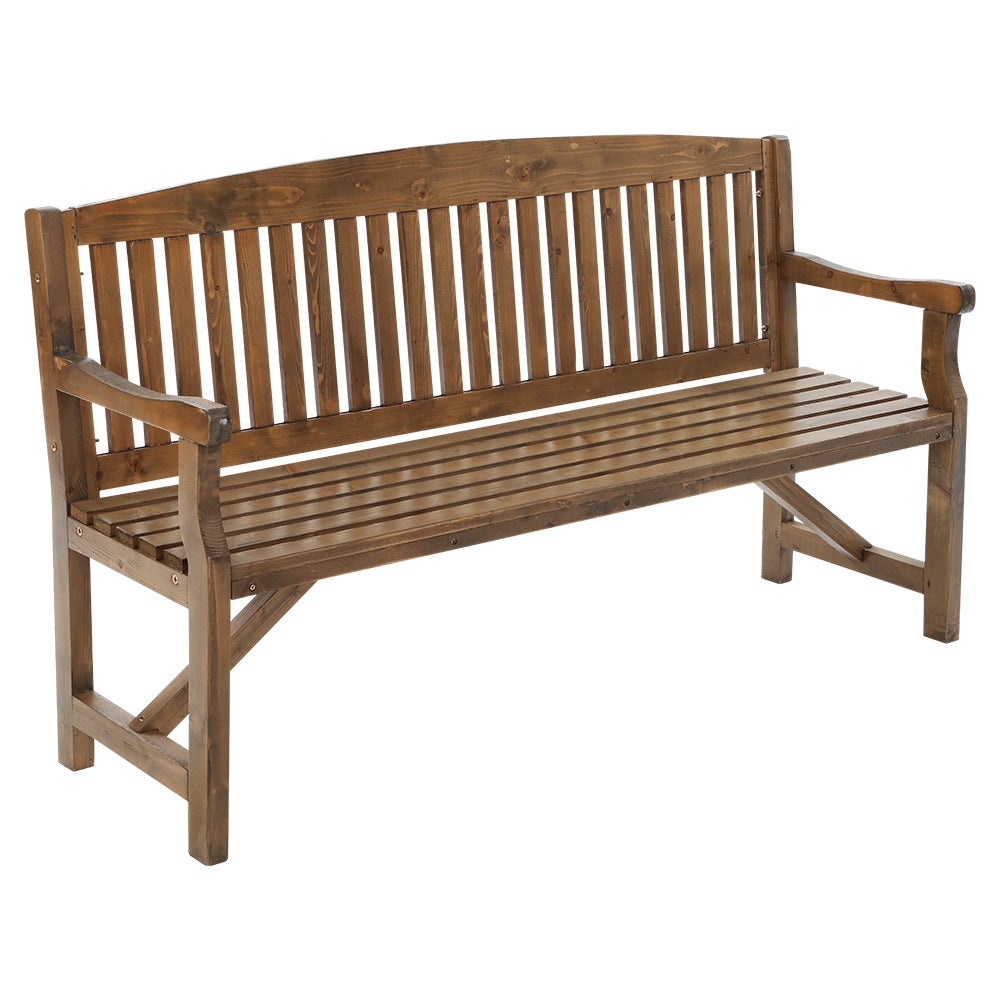 Gardeon Wooden Garden Bench Chair made of natural fir wood, showcasing rustic design and sturdy construction, suitable for outdoor and indoor use.