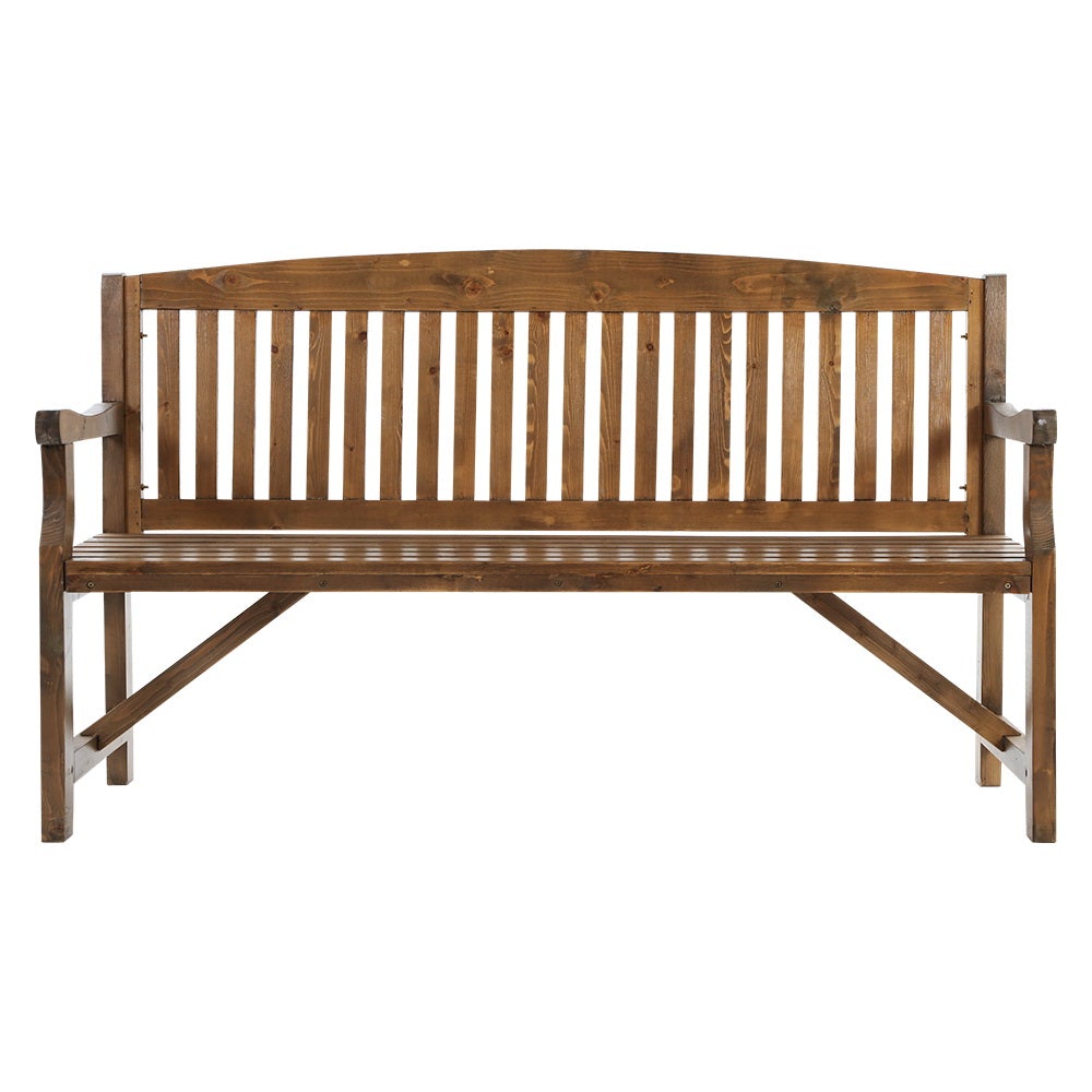 Gardeon Wooden Garden Bench Chair made of natural fir wood, showcasing rustic design and sturdy construction, suitable for outdoor and indoor use.