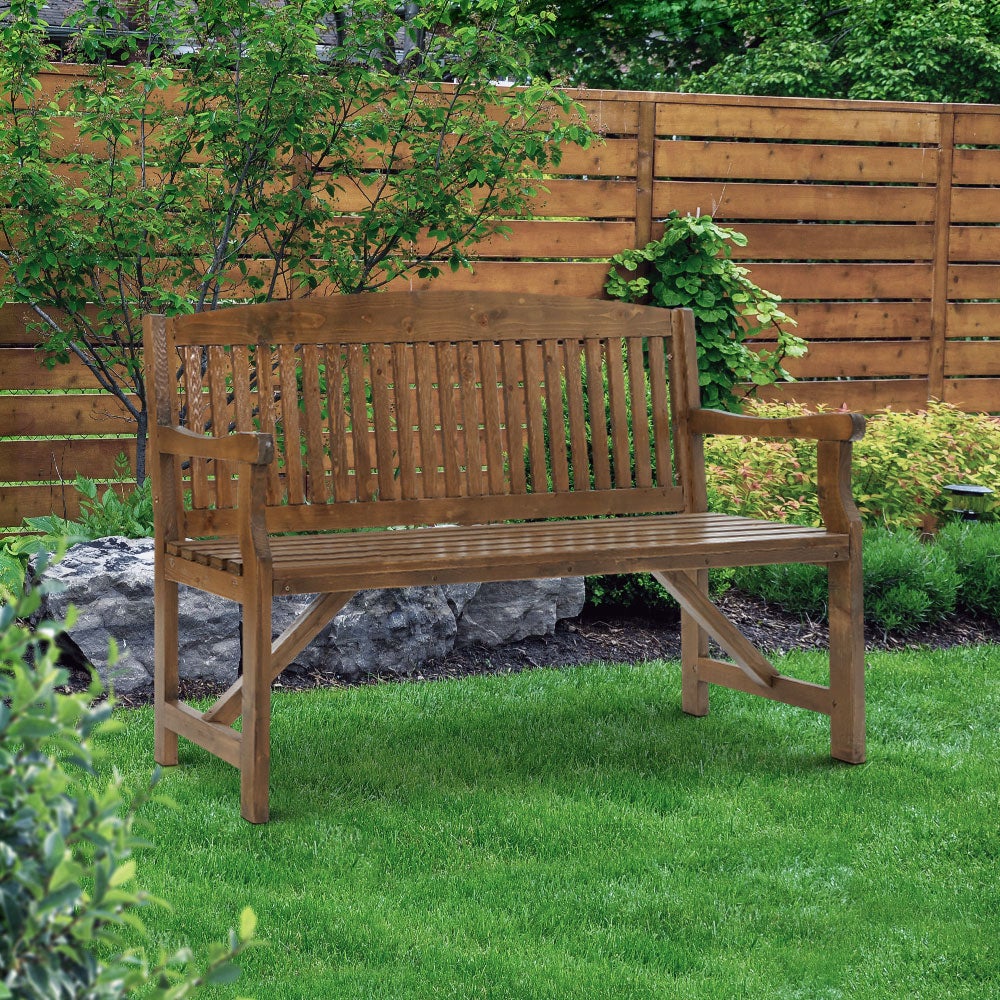 Gardeon Wooden Garden Bench Chair made of natural fir wood, showcasing rustic design and sturdy construction, suitable for outdoor and indoor use.