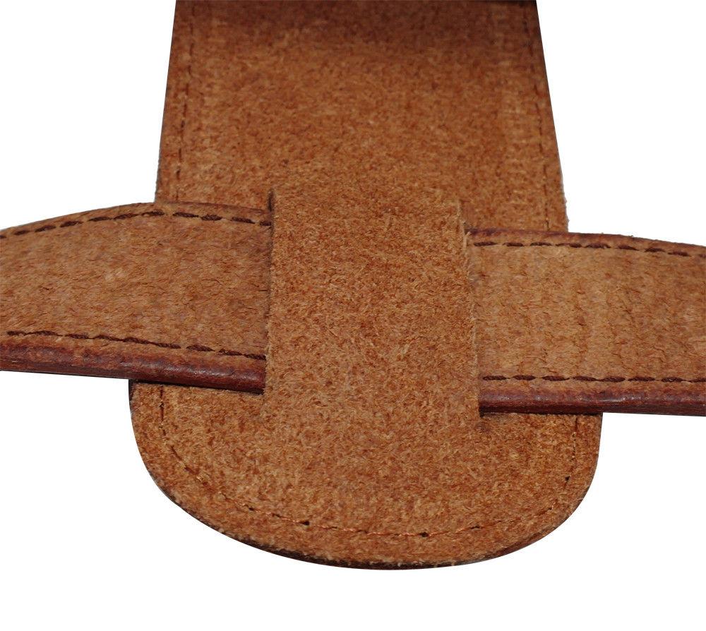 Genuine leather dog harness in brown, designed for medium to large dogs, featuring adjustable straps and padded comfort for walking and training.