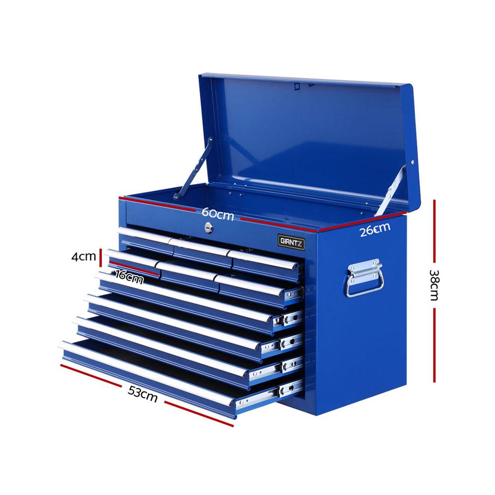 Giantz 10-Drawer Tool Box Chest Cabinet in blue, showcasing multiple drawers and sturdy construction for tool storage.