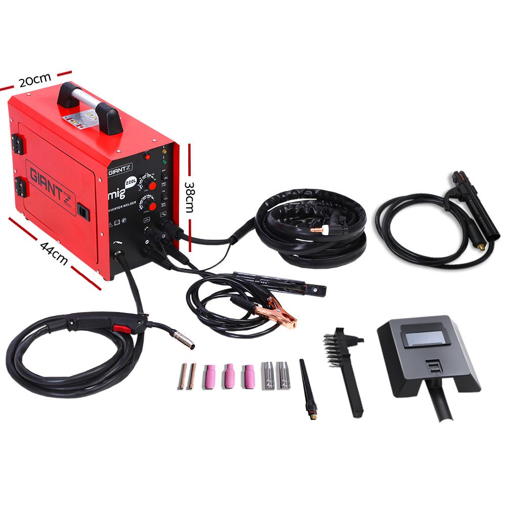 Giantz 220 Amp Inverter Welder showcasing its compact design and user-friendly controls, ideal for MIG, MAG, TIG, and MMA welding.