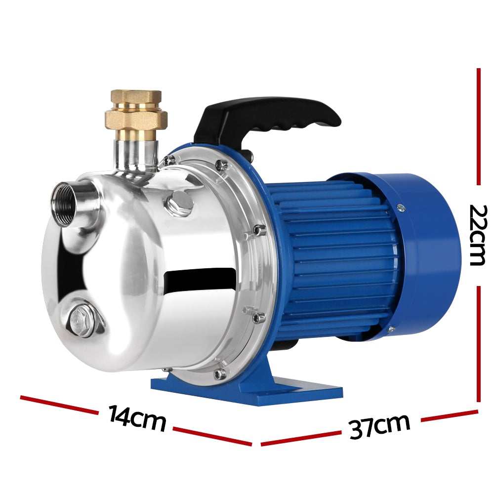 Giantz 2300W High Pressure Water Pump with stainless steel body and brass fittings, designed for home and garden use.