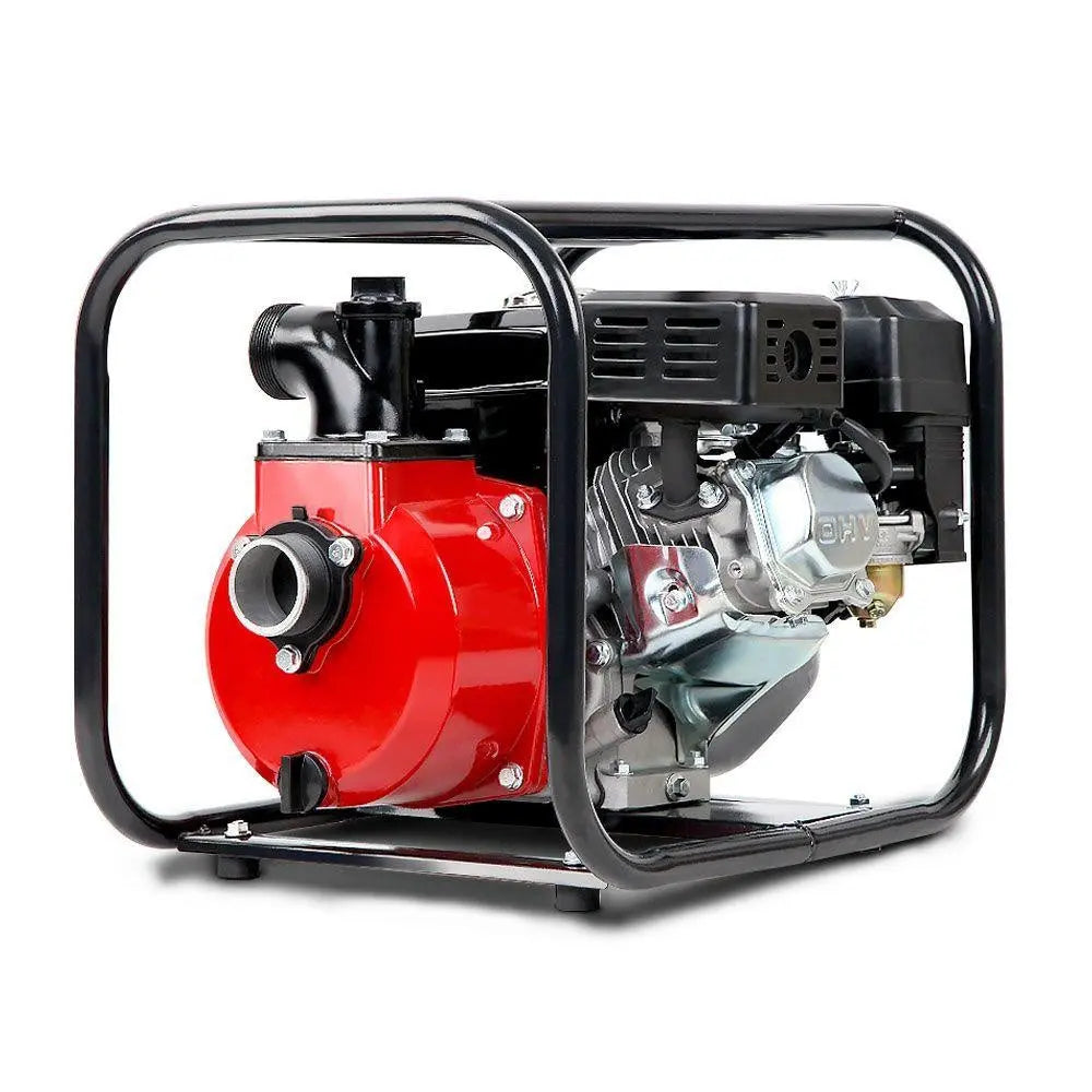 Giantz 2-inch High Flow Water Pump in black and red, showcasing its robust design and features.