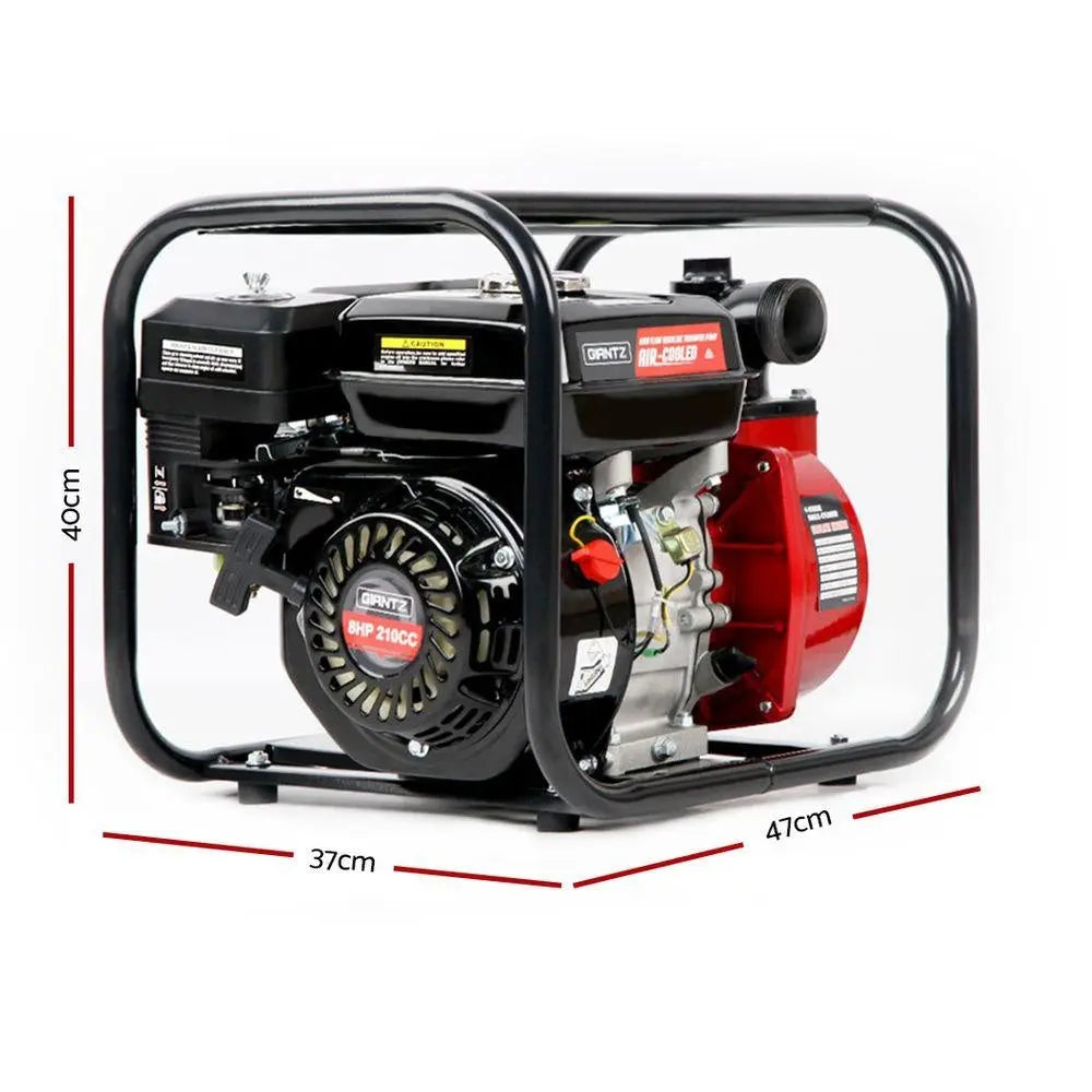 Giantz 2-inch High Flow Water Pump in black and red, showcasing its robust design and features.