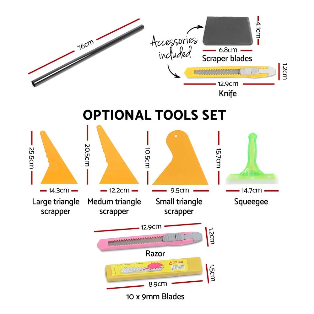 Giantz 35% 7M Window Tinting Kit with tools including scrapers and knife, designed for easy application.