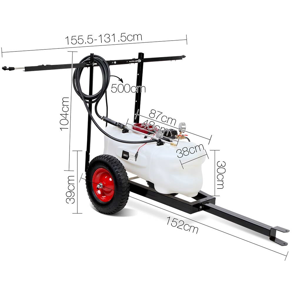 Giantz 60L ATV Weed Sprayer with heavy-duty trailer and rear boom, designed for efficient weed control.