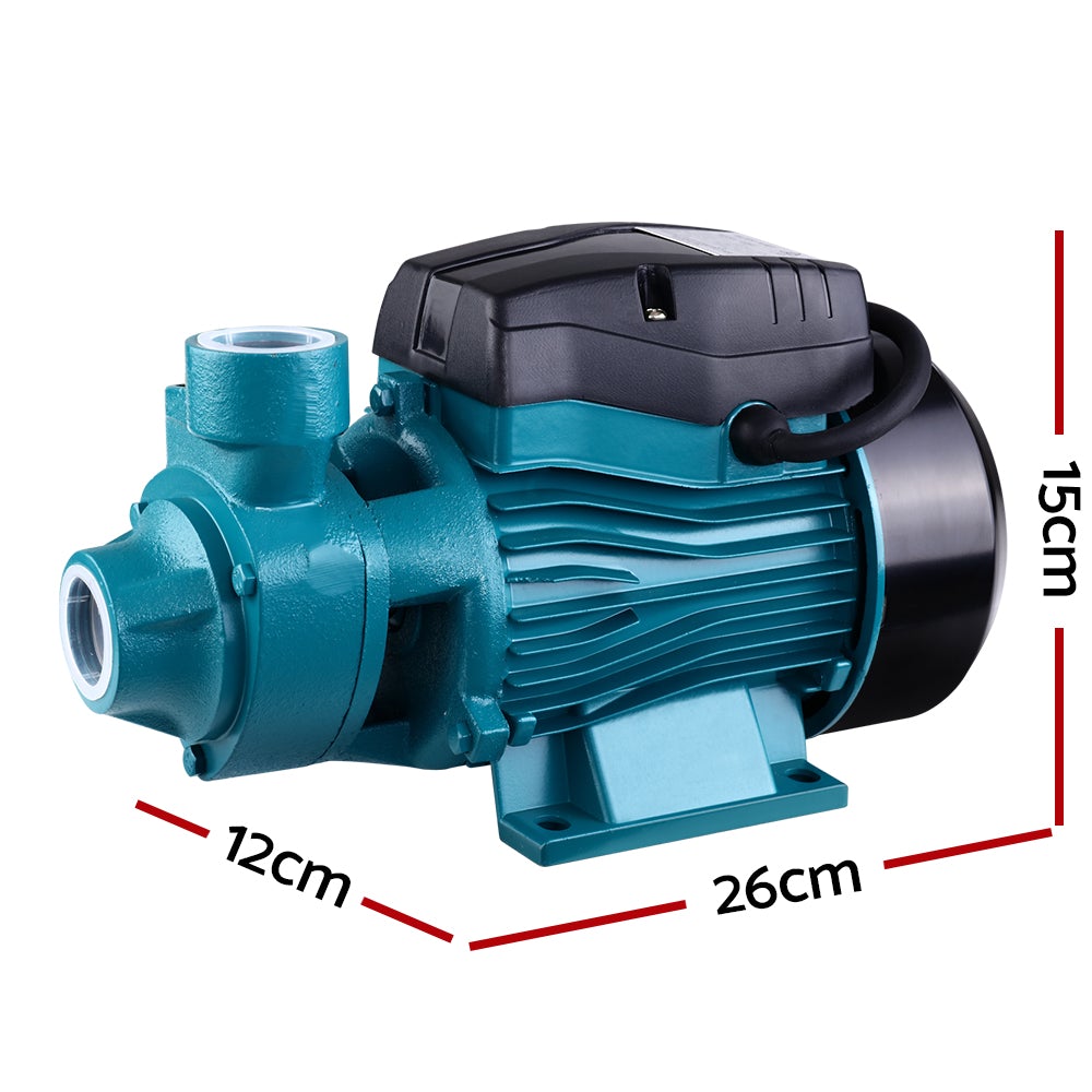 Giantz Peripheral Water Pump with brass impeller and cast iron body, designed for efficient garden irrigation and water pressure enhancement.