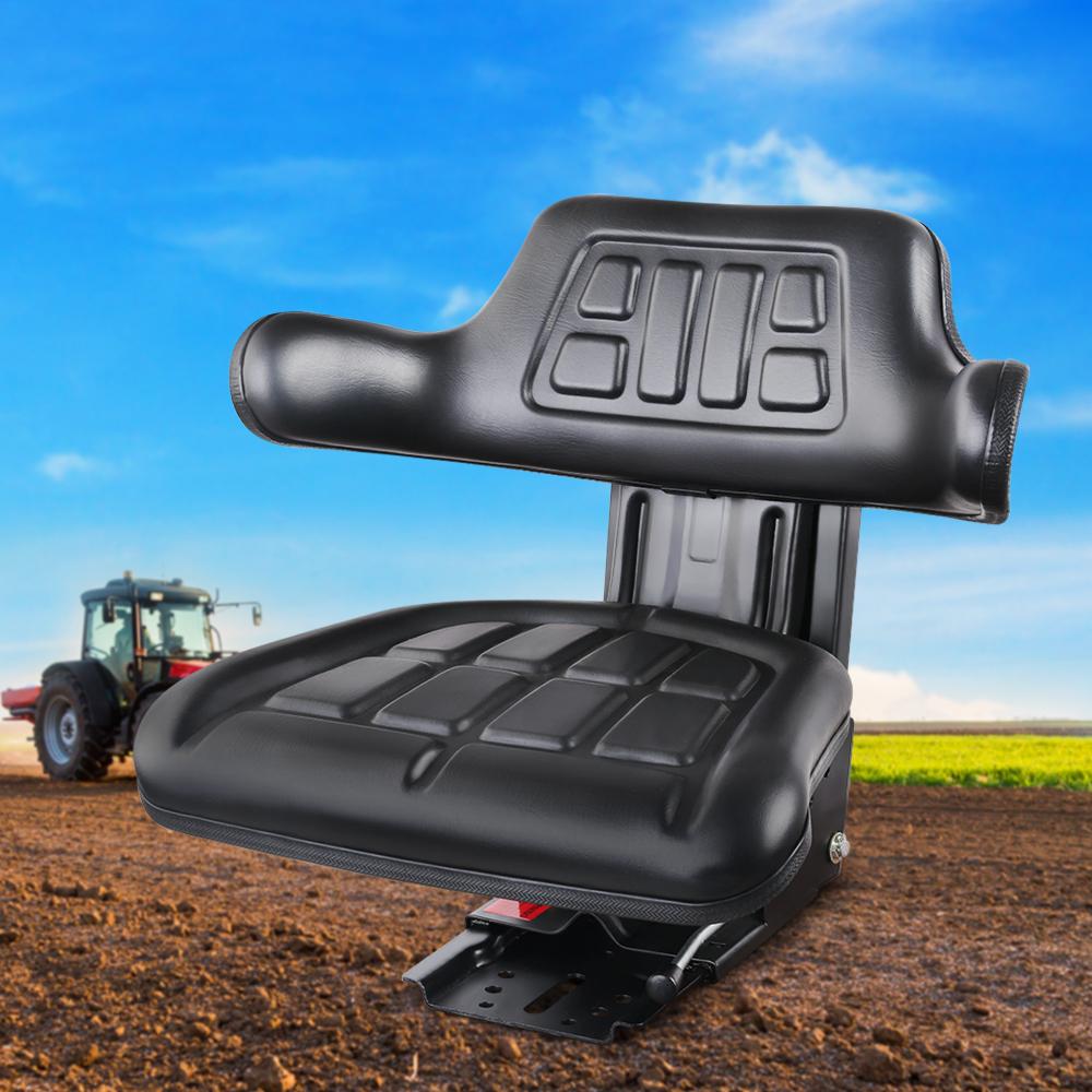 Giantz PU Leather Tractor Seat in black, featuring adjustable suspension and padded comfort.