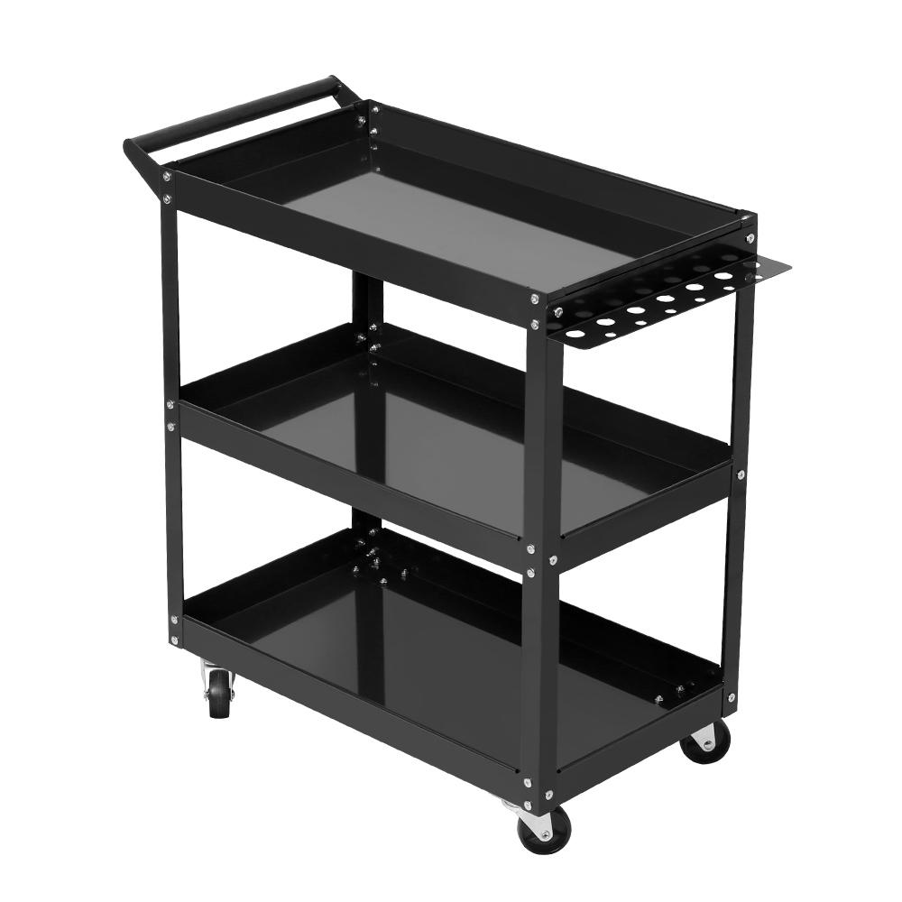 Giantz Tool Cart featuring three tiers, heavy-duty steel construction, and omni-directional castors for easy mobility.