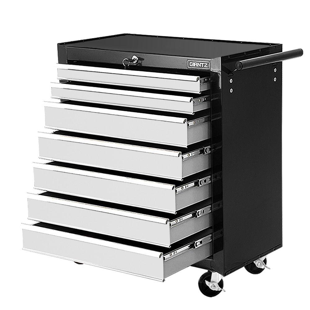 Giantz Tool Chest and Trolley Box Cabinet with 7 drawers, featuring a gripped top surface and sturdy wheels for mobility.