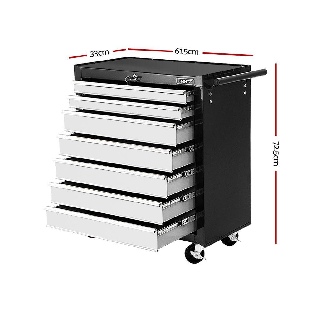 Giantz Tool Chest and Trolley Box Cabinet with 7 drawers, featuring a gripped top surface and sturdy wheels for mobility.