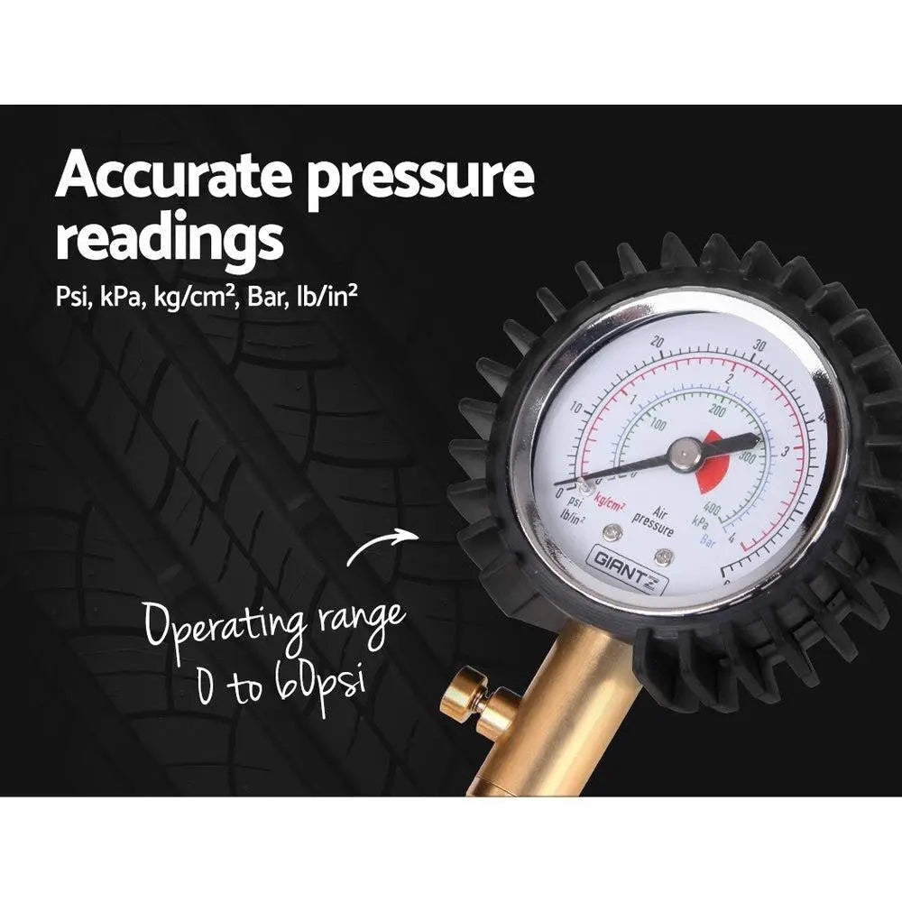 Giantz Tyre Deflater with Pressure Gauge Valve, featuring a durable design and easy-to-read display for accurate tyre pressure monitoring.