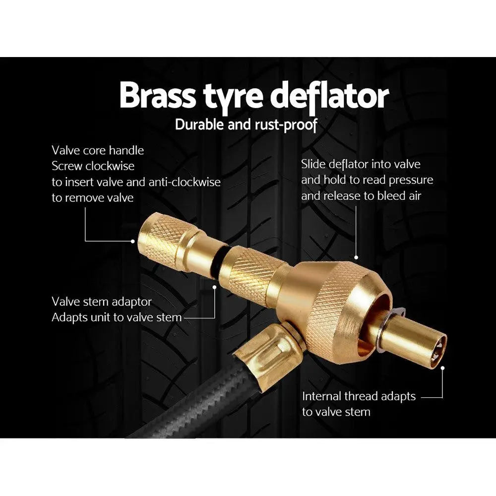 Giantz Tyre Deflater with Pressure Gauge Valve, featuring a durable design and easy-to-read display for accurate tyre pressure monitoring.