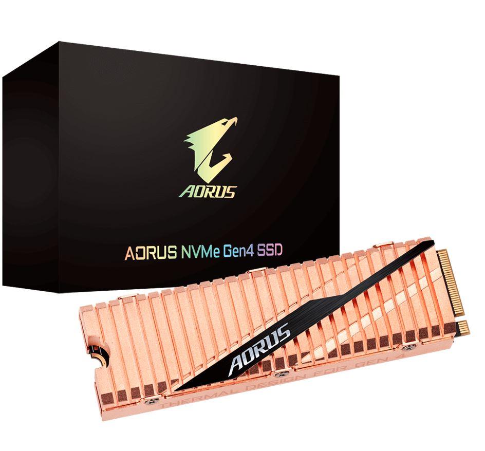 Gigabyte AORUS M.2 PCIe NVMe Gen4 SSD 1TB showcasing its sleek design and compact M.2 2280 form factor.