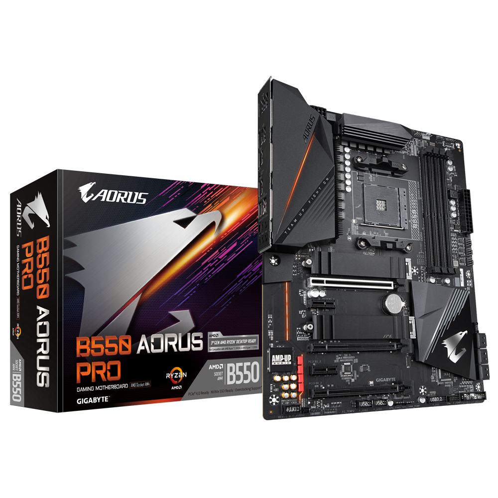 GIGABYTE B550 AORUS PRO V2 motherboard showcasing its advanced features and design.