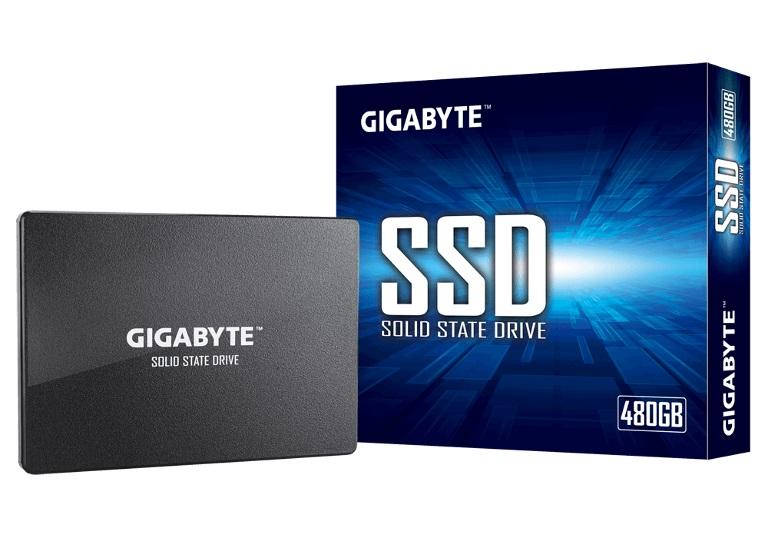 GIGABYTE 480GB SSD 2.5-inch SATA3 solid state drive with specifications displayed.