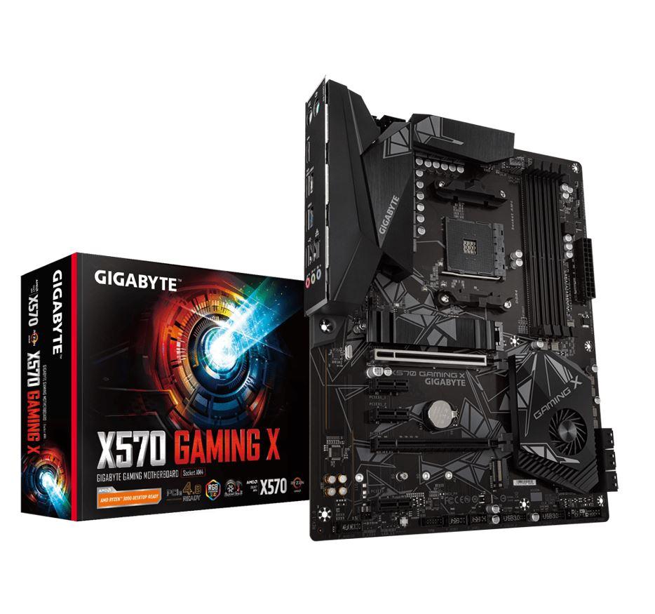 GIGABYTE X570 GAMING X Ryzen AM4 ATX Motherboard with advanced features and RGB lighting.