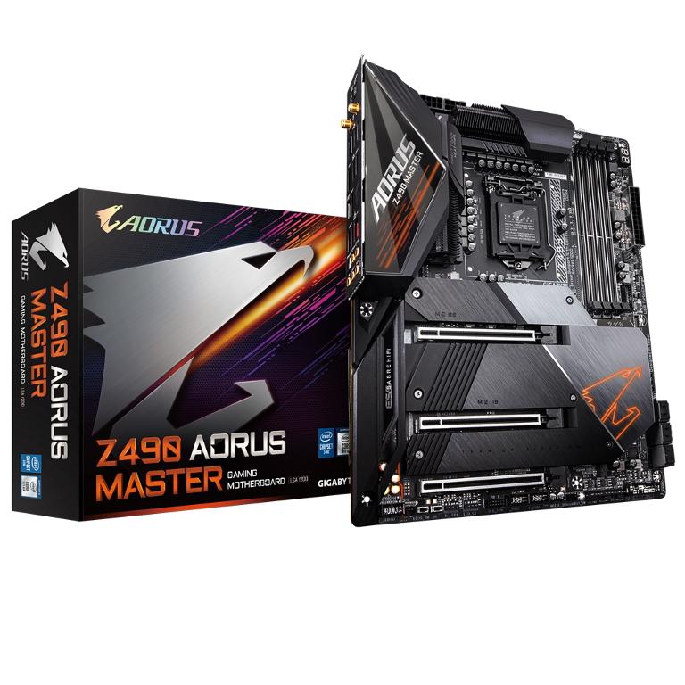 GIGABYTE Z490 AORUS MASTER Intel ATX Motherboard showcasing its advanced features and design.