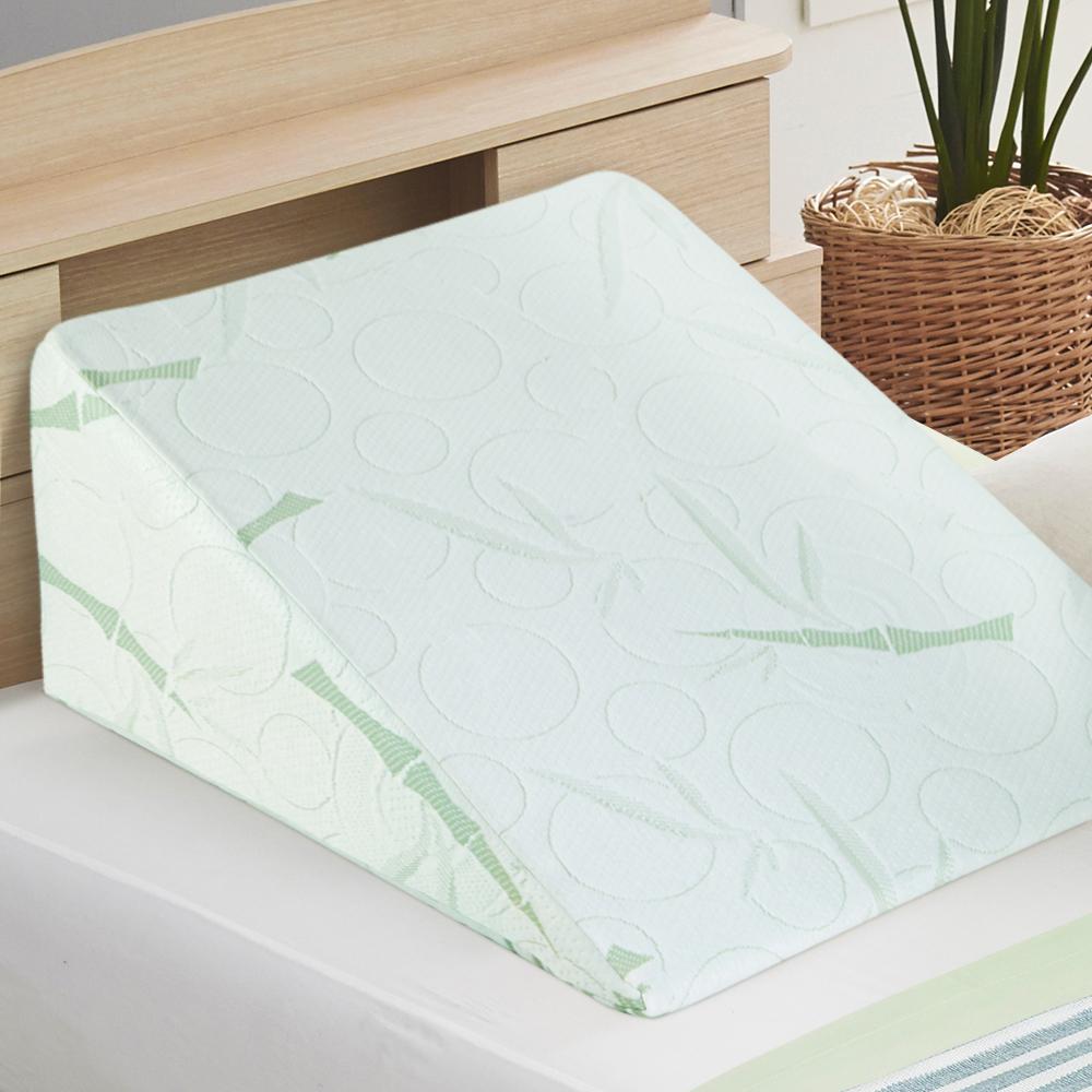 Giselle Bedding 2X Memory Foam Wedge Pillow with cool gel layer, designed for neck and back support, featuring a waterproof removable cover.