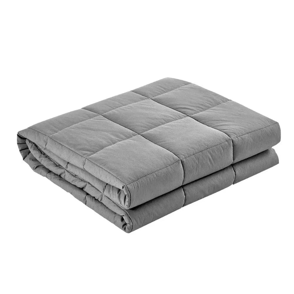 Giselle Bedding 7KG Microfibre Weighted Gravity Blanket in light grey, showcasing its soft texture and even weight distribution.