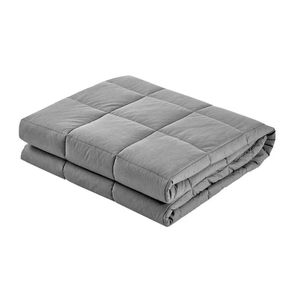 Giselle Bedding 7KG Microfibre Weighted Gravity Blanket in light grey, showcasing its soft texture and even weight distribution.