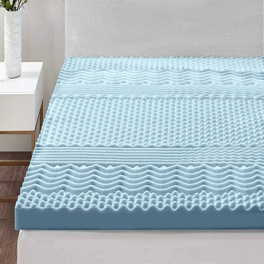 Giselle Bedding Cool Gel 7-zone Memory Foam Mattress Topper with bamboo cover, showcasing its plush design and breathable fabric.