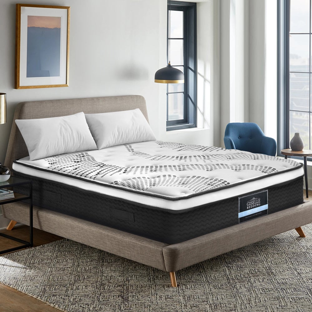 Giselle Bedding Como Euro Top Pocket Spring Mattress, 32cm thick, showcasing plush Euro Top padding and luxurious jacquard fabric.