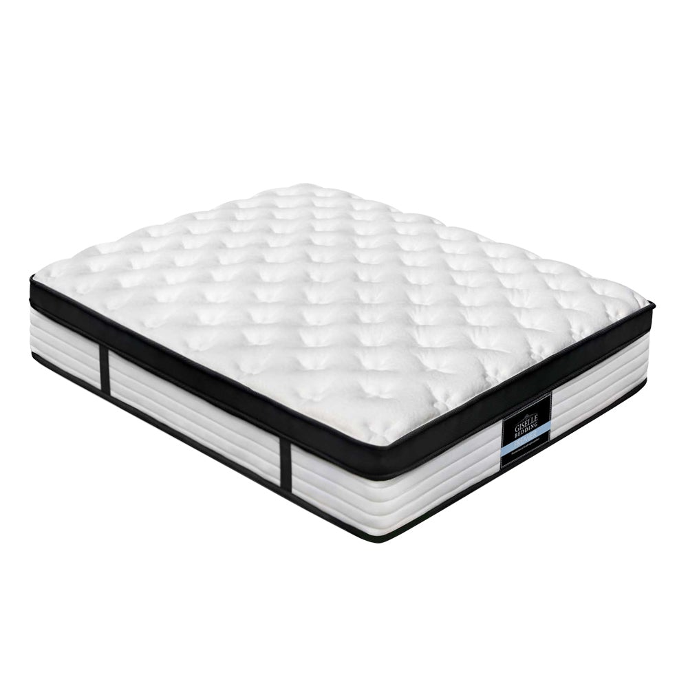 Giselle Bedding Devon Euro Top Pocket Spring Mattress with plush padding and luxury fabric, showcasing its 31cm thickness and elegant design.