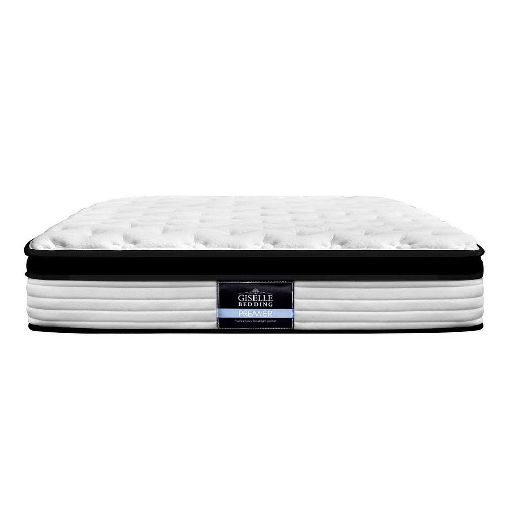 Giselle Bedding Devon Euro Top Pocket Spring Mattress with plush padding and luxury fabric, showcasing its 31cm thickness and elegant design.