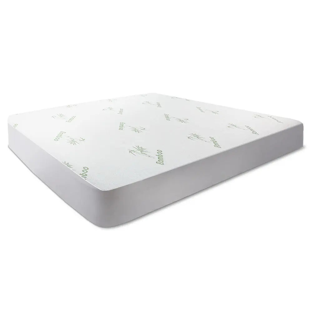 Giselle Bedding Bamboo Mattress Protector in white, showcasing its soft bamboo fabric and elastic skirt for a snug fit.