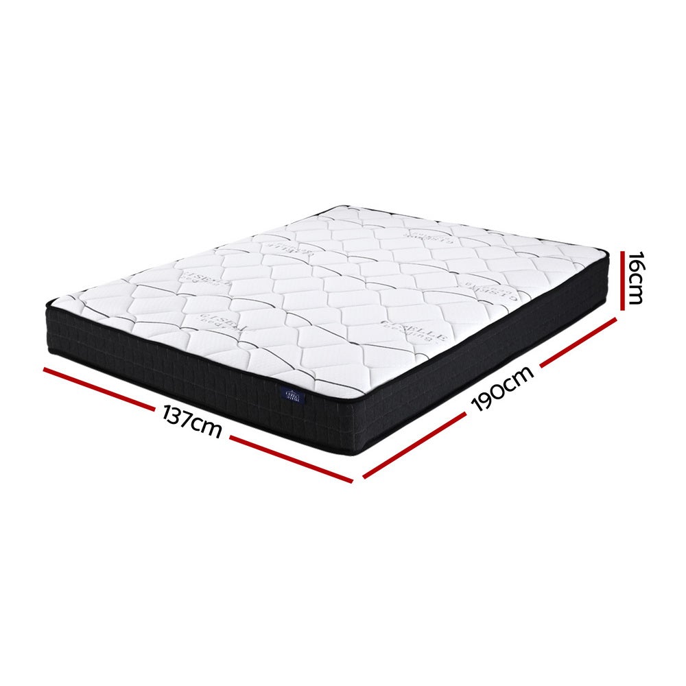 Giselle Bedding Glay Bonnell Spring Mattress, 16cm thick, double size, featuring soft quilting and high-density foam for comfort and support.