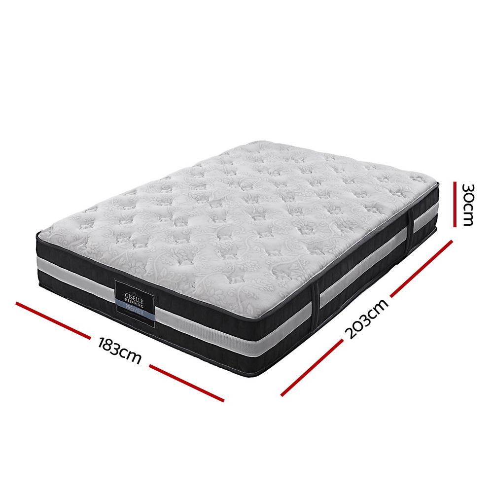 Giselle Bedding Lotus Tight Top Pocket Spring Mattress, 30cm thick, featuring Belgium knitted fabric and 7-zone pocket spring system.