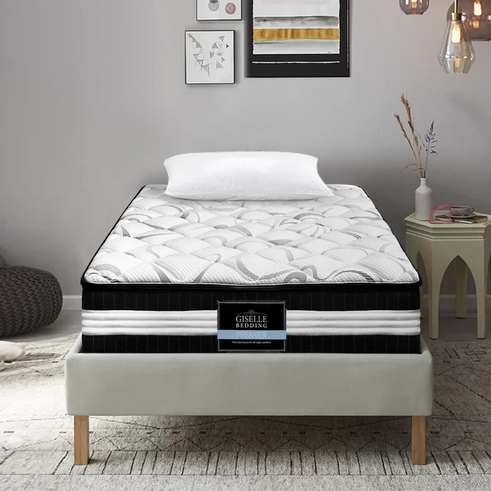 Giselle Bedding Mykonos Euro Top Pocket Spring Mattress, 30cm thick, featuring premium Belgium knitted fabric and independent pocket springs.