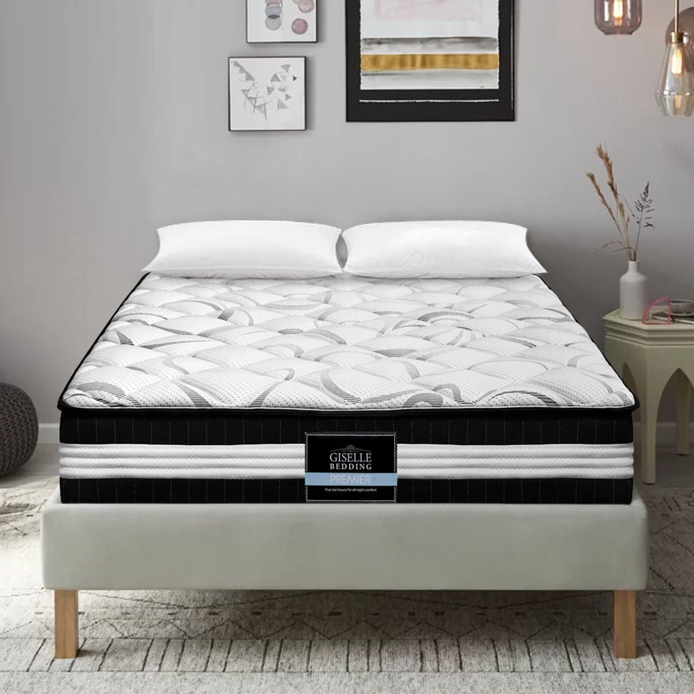 Giselle Bedding Mykonos Euro Top Pocket Spring Mattress, 30cm thick, featuring premium Belgium knitted fabric and independent pocket spring design.