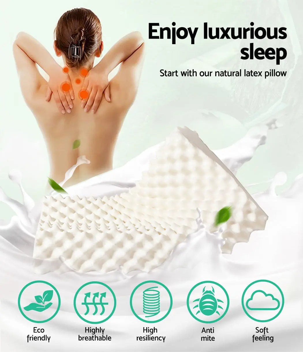 Giselle Bedding Natural Latex Pillow showcasing its soft, breathable design and removable cover.