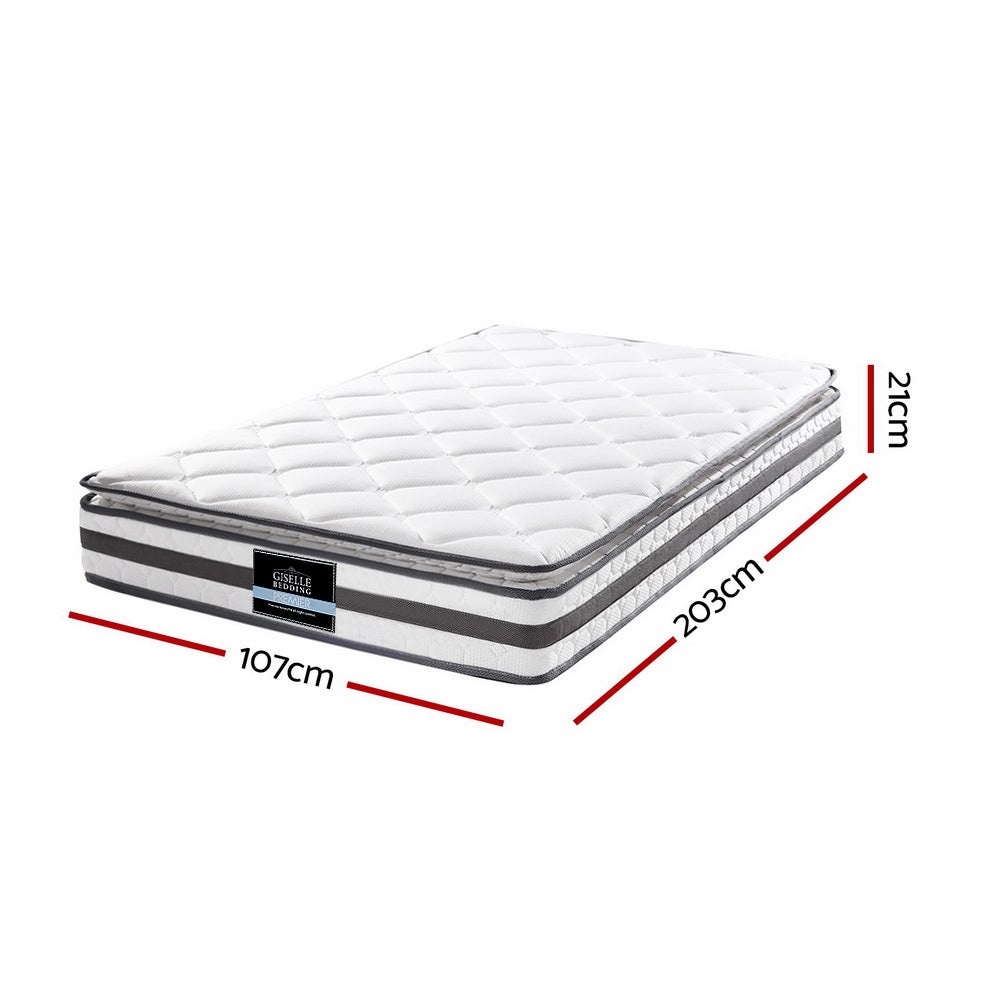 Giselle Bedding Normay Bonnell Spring Mattress, 21cm thick, King size with plush pillow top and breathable fabric.