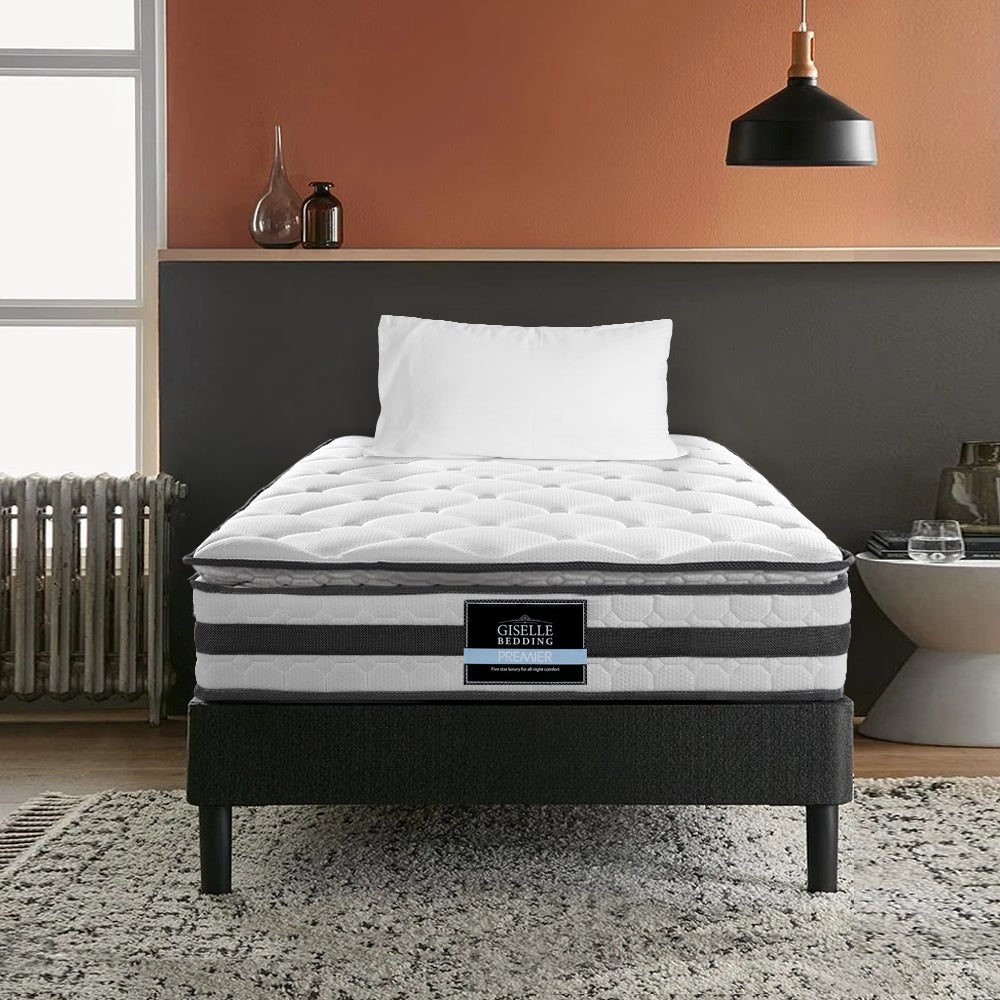 Giselle Bedding Normay Bonnell Spring Mattress, 21cm thick, King size with plush pillow top and breathable fabric.