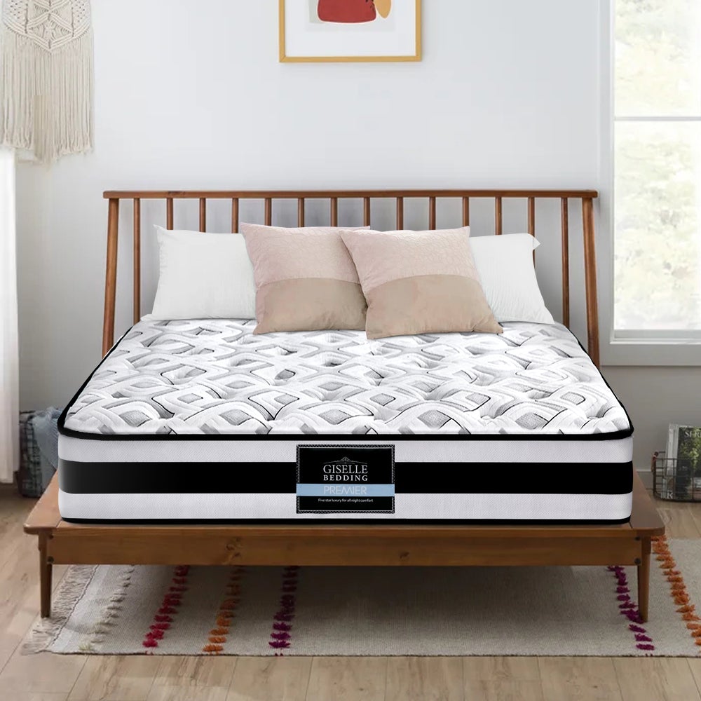 Giselle Bedding Rumba Tight Top Pocket Spring Mattress, 24cm thick, featuring plush Belgium knitted fabric and independent pocket springs.