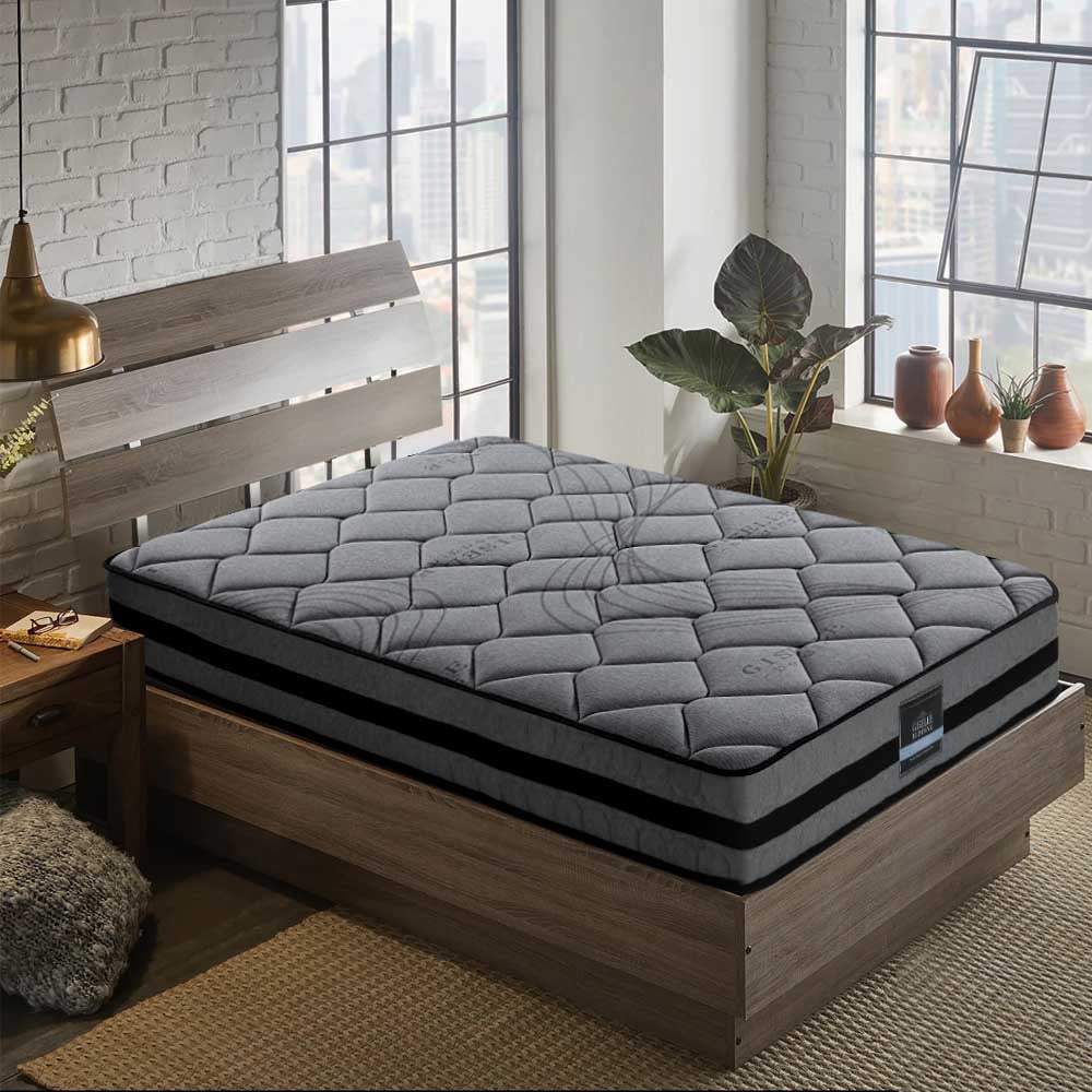 Giselle Bedding Wendell Pocket Spring Mattress, 22cm thick, featuring soft Belgium knitted fabric and a 5-zone pocket spring system.