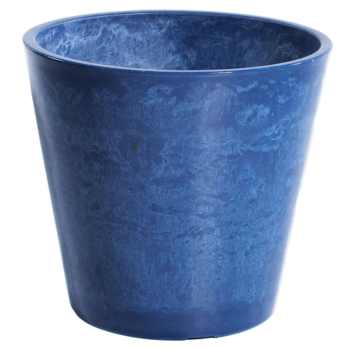 Glossy blue garden pot measuring 25cm, made from recycled materials, showcasing a luxurious and elegant design.