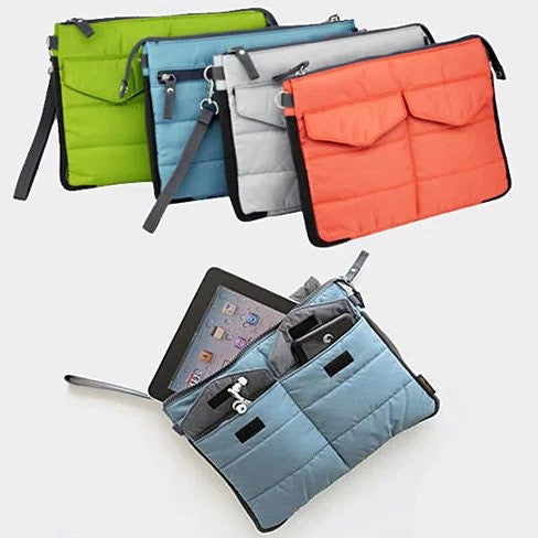 GO GO Gadget Pouch Insert in vibrant colors, showcasing its sturdy nylon material and multiple compartments for organization.