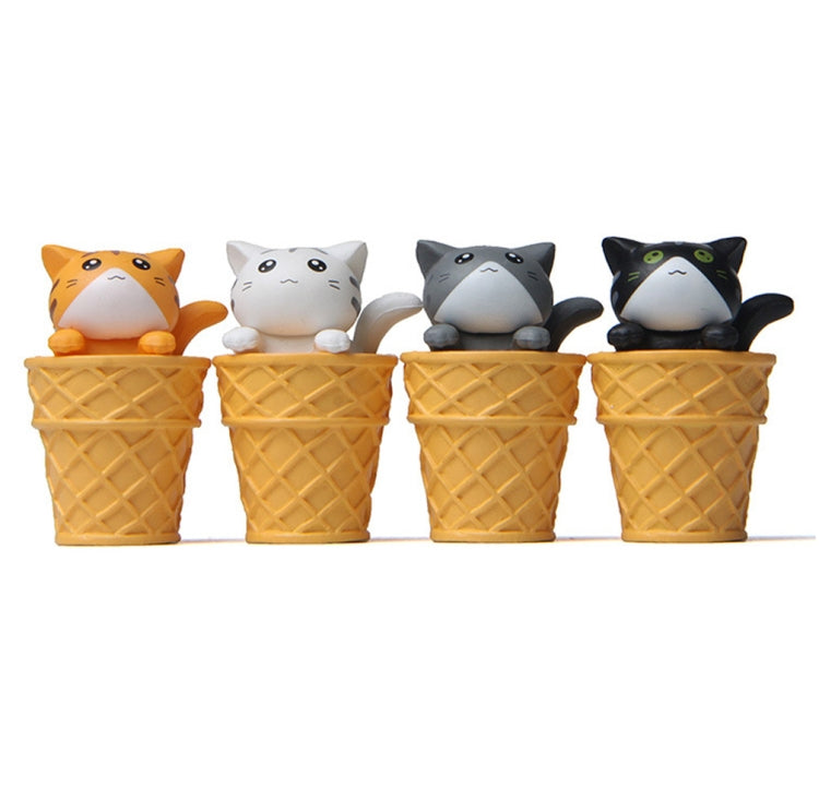 Gourmet Series Ice Cream Cat Ornament Doll in vibrant colors, perfect for micro landscape gardening and home decor.