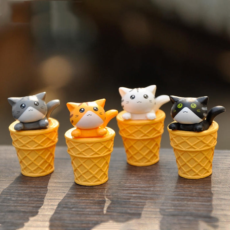 Gourmet Series Ice Cream Cat Ornament Doll in vibrant colors, perfect for micro landscape gardening and home decor.