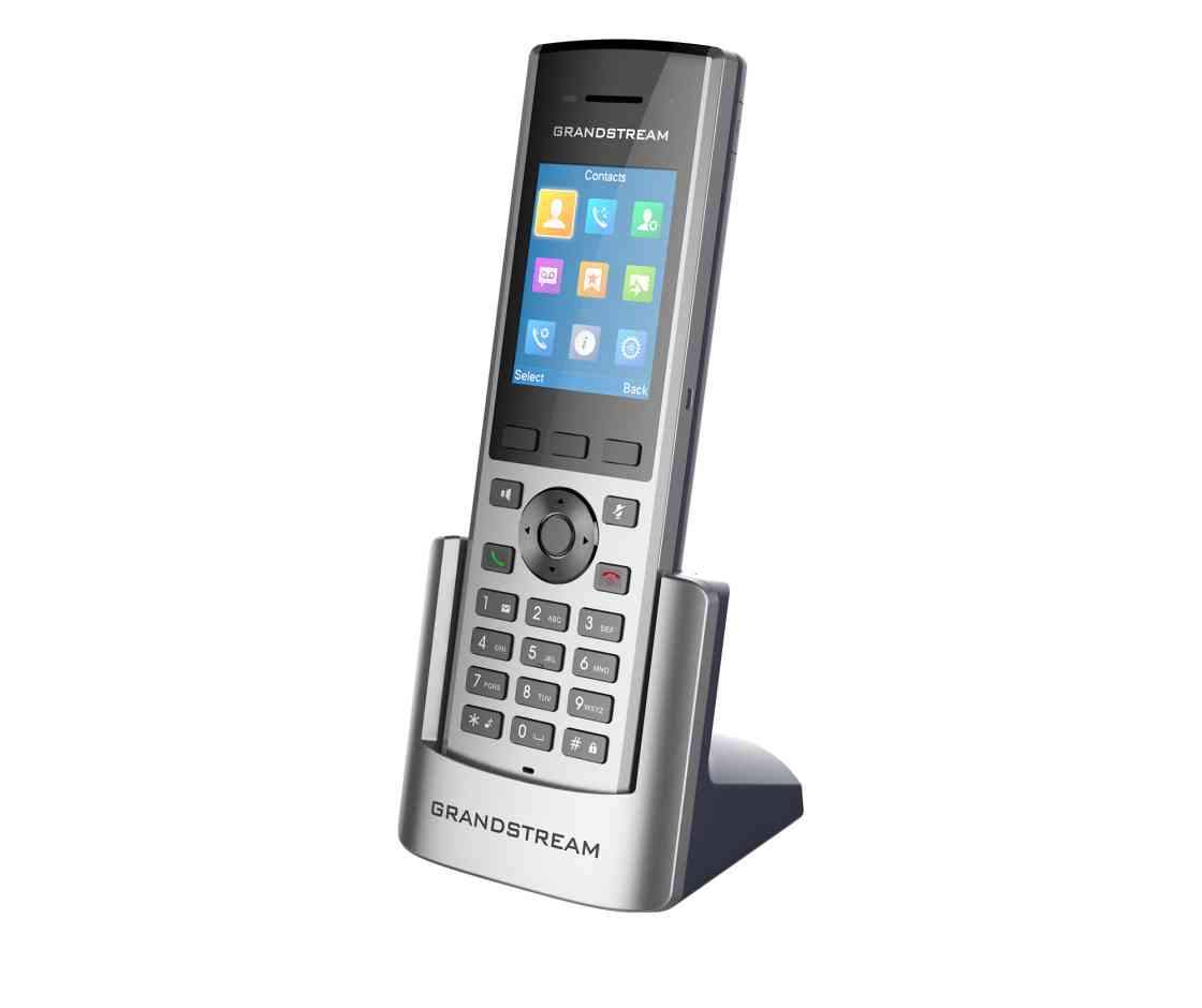 GRANDSTREAM DP730 Cordless DECT Handset with 240x320 color LCD, showcasing its sleek design and advanced features.